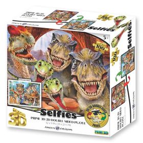 Prime 15037 3D Dinozorlar Selfie Çift Taraflı 100 Parça Puzzle
