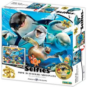 Prime 15039 3D Deniz Canlıları ve Kaplumbağa Selfie Çift Taraflı 100 Parça Puzzle