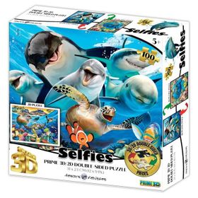 Prime 15039 3D Deniz Canlıları ve Kaplumbağa Selfie Çift Taraflı 100 Parça Puzzle