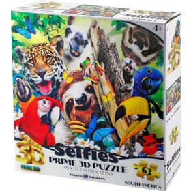 Prime 21069 3D Güney Amerika Hayvanları Selfie 63 Parça Puzzle