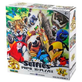 Prime 21069 3D Güney Amerika Hayvanları Selfie 63 Parça Puzzle