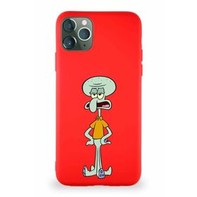 Printify Apple Iphone 11 Pro Max Soft Premier Kapak Squidward Dokunaç Tasarımlı Silikon Kırmızı Kılıf