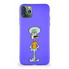 Printify Apple Iphone 11 Pro Max Soft Premier Kapak Squidward Dokunaç Tasarımlı Silikon Mor Kılıf