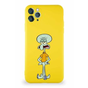 Printify Apple Iphone 11 Pro Max Soft Premier Kapak Squidward Dokunaç Tasarımlı Silikon Sarı Kılıf