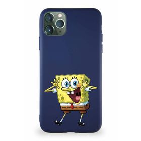 Printify Apple Iphone 11 Pro Max Soft Premier Kapak Sünger Bob Tasarımlı Silikon Lacivert Kılıf