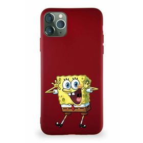 Printify Apple Iphone 11 Pro Max Soft Premier Kapak Sünger Bob Tasarımlı Silikon Mürdüm Kılıf