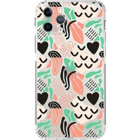 Printify Apple iPhone 11 Pro Max Uyumlu Kamera Korumalı Kapak Memphis Desen Tasarımlı Şeffaf Cep Telefonu Kılıfı
