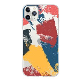 Printify Apple iPhone 11 Pro Max Uyumlu Kapak Brush Stroke Tasarımlı 1 mm Fit Şeffaf Silikon Kılıf
