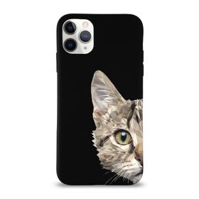 Printify Apple Iphone 11 Pro Max Uyumlu Lansman Catface Tasarımlı Içi Kadife Kapak-Siyah Kılıf