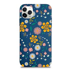 Printify Apple Iphone 11 Pro Max Uyumlu Lansman Çiçek Tasarımlı Içi Kadife Kapak-Lacivert Kılıf