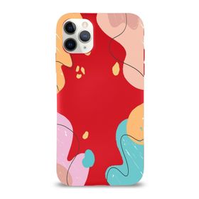 Printify Apple Iphone 11 Pro Max Uyumlu Lansman Karışık Renkler Tasarımlı Içi Kadife Kapak-Kırmızı Kılıf