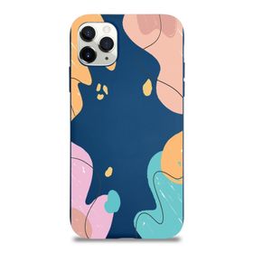 Printify Apple Iphone 11 Pro Max Uyumlu Lansman Karışık Renkler Tasarımlı Içi Kadife Kapak-Lacivert Kılıf
