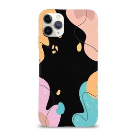 Printify Apple Iphone 11 Pro Max Uyumlu Lansman Karışık Renkler Tasarımlı Içi Kadife Kapak-Siyah Kılıf