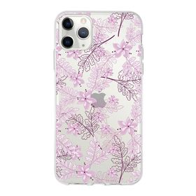 Printify Apple iPhone 11 Pro Uyumlu Kapak Floral Pudra Tasarımlı Şeffaf Silikon Kılıf