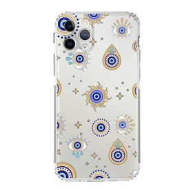 Printify Apple iPhone 11 Pro Uyumlu Nazar Boncuğu 5 Kamera Korumalı Şeffaf Silikon Kılıf