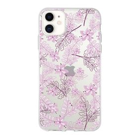 Printify Apple iPhone 11 Uyumlu Kapak Floral Pudra Tasarımlı Şeffaf Silikon Kılıf