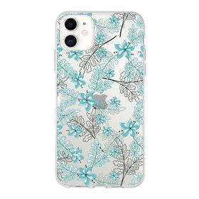 Printify Apple iPhone 11 Uyumlu Kapak Floral Su Yeşili Tasarımlı Şeffaf Silikon Kılıf