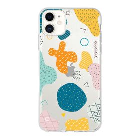 Printify Apple iPhone 11 Uyumlu Kapak Geometrik Şekiller Tasarımlı 1mm Fit Şeffaf Silikon Kılıf