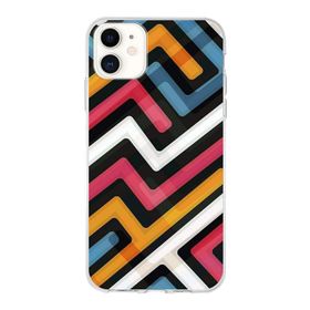 Printify Apple iPhone 11 Uyumlu Kapak Labirent Grafiti Tasarımlı 1mm Fit Şeffaf Silikon Kılıf