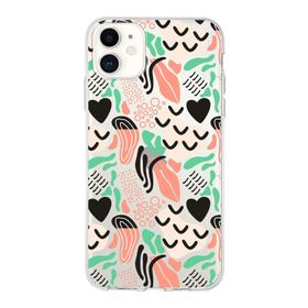 Printify Apple iPhone 11 Uyumlu Kapak Memphis Desen 1 Tasarımlı 1mm Fit Şeffaf Silikon Kılıf