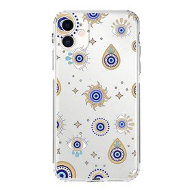 Printify Apple iPhone 11 Uyumlu Nazar Boncuğu 5 Kamera Korumalı Şeffaf Silikon Kılıf