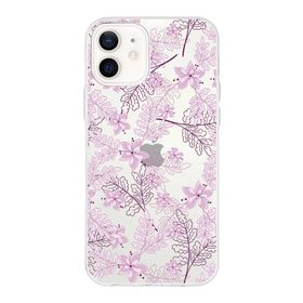 Printify Apple iPhone 12 Mini Uyumlu Kapak Floral Pudra Tasarımlı Şeffaf Silikon Kılıf