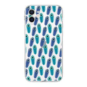 Printify Apple iPhone 12 Mini Uyumlu Nazar Boncuğu 4 Baskılı Kamera Korumalı Şeffaf Silikon Kılıf