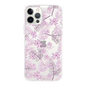 Printify Apple iPhone 12 Pro Uyumlu Kapak Floral Pudra Tasarımlı Şeffaf Silikon Kılıf