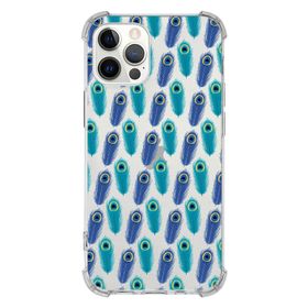 Printify Apple iPhone 12 Pro Uyumlu Nazar Boncuğu 4 Baskılı Şeffaf Köşe Korumalı Antişok Kılıf