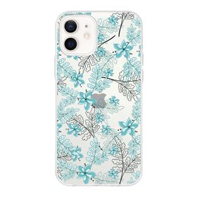 Printify Apple iPhone 12 Uyumlu Kapak Floral Su Yeşili Tasarımlı Şeffaf Silikon Kılıf