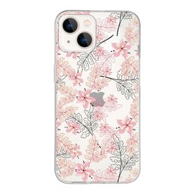 Printify Apple iPhone 13 Mini Uyumlu Kapak Floral Kırmızı Tasarımlı Şeffaf Silikon Kılıf