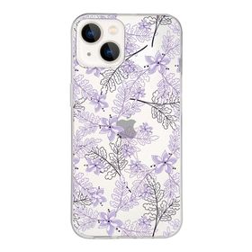 Printify Apple iPhone 13 Mini Uyumlu Kapak Floral Lila Tasarımlı Şeffaf Silikon Kılıf