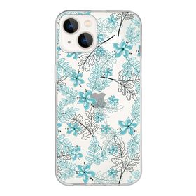 Printify Apple iPhone 13 Mini Uyumlu Kapak Floral Su Yeşili Tasarımlı Şeffaf Silikon Kılıf