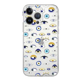 Printify Apple iPhone 13 Pro Max ile Uyumlu Nazar Boncuğu 2 Baskılı Kamera Korumalı Şeffaf Silikon Kılıf