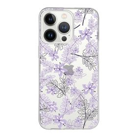 Printify Apple iPhone 13 Pro Max Uyumlu Kapak Floral Lila Tasarımlı Şeffaf Silikon Kılıf