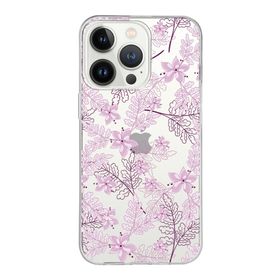Printify Apple iPhone 13 Pro Max Uyumlu Kapak Floral Pudra Tasarımlı Şeffaf Silikon Kılıf