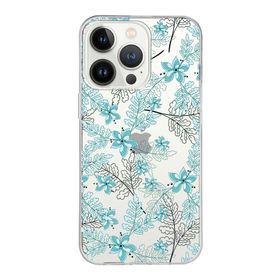 Printify Apple iPhone 13 Pro Max Uyumlu Kapak Floral Su Yeşili Tasarımlı Şeffaf Silikon Kılıf
