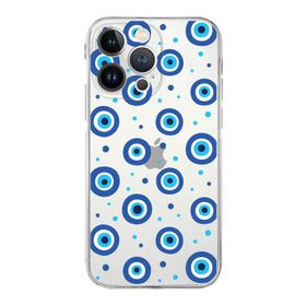 Printify Apple iPhone 13 Pro Max Uyumlu Nazar Boncuğu 1 Baskılı Kamera Korumalı Şeffaf Silikon Kılıf