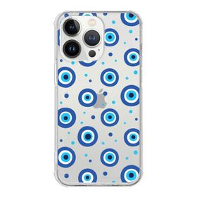 Printify Apple iPhone 13 Pro Max Uyumlu Nazar Boncuğu 1 Baskılı Şeffaf Köşe Korumalı Antişok Kılıf