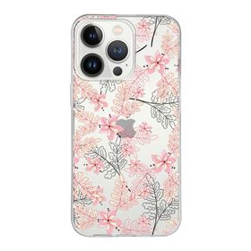Printify Apple iPhone 13 Pro Uyumlu Kapak Floral Kırmızı Tasarımlı Şeffaf Silikon Kılıf
