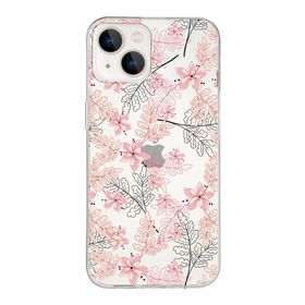 Printify Apple iPhone 13 Uyumlu Kapak Floral Kırmızı Tasarımlı Şeffaf Silikon Kılıf