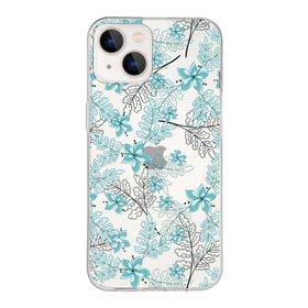 Printify Apple iPhone 13 Uyumlu Kapak Floral Su Yeşili Tasarımlı Şeffaf Silikon Kılıf