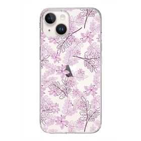 Printify Apple iPhone 14 Plus Uyumlu Kapak Floral Pudra Tasarımlı Şeffaf Silikon Kılıf