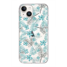 Printify Apple iPhone 14 Plus Uyumlu Kapak Floral Su Yeşili Tasarımlı Şeffaf Silikon Kılıf