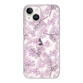 Printify Apple iPhone 14 Uyumlu Kapak Floral Pembe Tasarımlı Şeffaf Silikon Kılıf