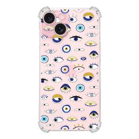 Printify Apple iPhone 15 Plus Nazar Boncuğu 2 Şeffaf Köşe ve Kamera Korumalı Korumalı Antişok Kılıf