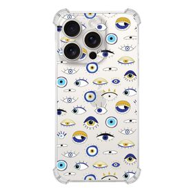 Printify Apple iPhone 15 Pro Max Nazar 2 Şeffaf Köşe ve Kamera Korumalı Korumalı Antişok Kılıf