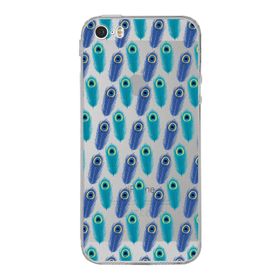 Printify Apple iPhone 5S Uyumlu Nazar Boncuğu 4 Baskılı Kamera Korumalı Şeffaf Silikon Kılıf