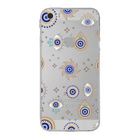 Printify Apple iPhone 5S Uyumlu Nazar Boncuğu 5 Kamera Korumalı Şeffaf Silikon Kılıf