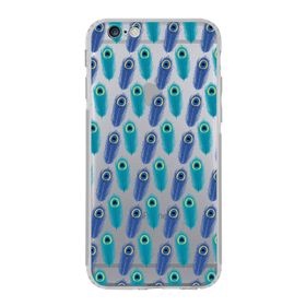 Printify Apple iPhone 6S Plus Uyumlu Nazar Boncuğu 4 Baskılı Kamera Korumalı Şeffaf Silikon Kılıf